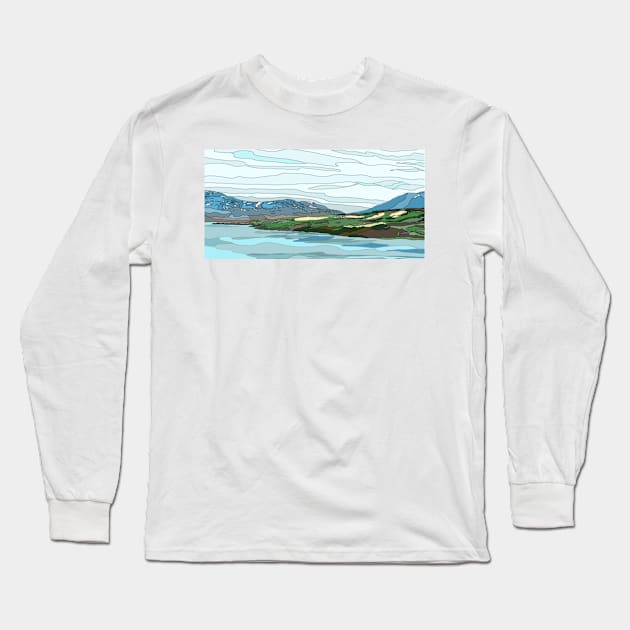 Shoreline view of Iceland Long Sleeve T-Shirt by JennyCathcart